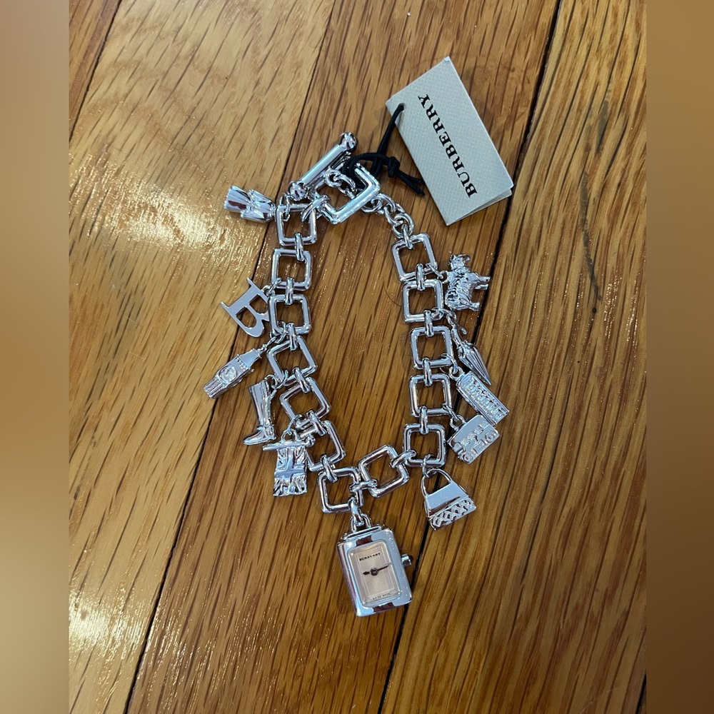 Burberry Silver Watch Charm Bracelet